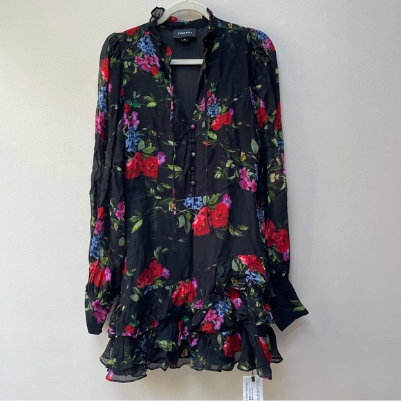 NWT Yumi Kim Marquis Dress In It's Magic Black Chiffon Floral Size Medium - Picture 2 of 9